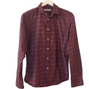 Brooklyn Tailors Burgundy Red Plaid Slim Fit Shirt